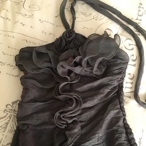 Tube top with around the neck tie